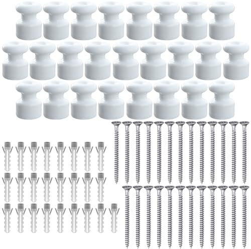 OASHISU 25 pz Isolatori in porcellana per installazione con cavo, Bianco