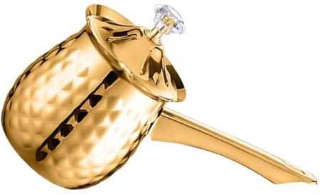 WEKADRIN Cafetera Turca de Metal Dorado Cezve para Café Árabe y Espresso Estufa con Mango Ergonómico y Vertedor Antigoteo Multifuncional para Leche y