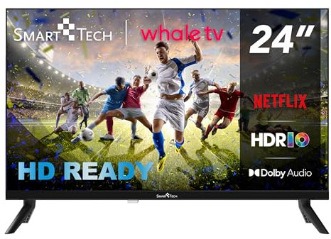 Smart Tech Fernseher 24 Zoll Smart TV - HDR Fernseher mit HD Auflösung, Bluetooth und Triple-Tuner, Whale TV 24HH01V (2026)