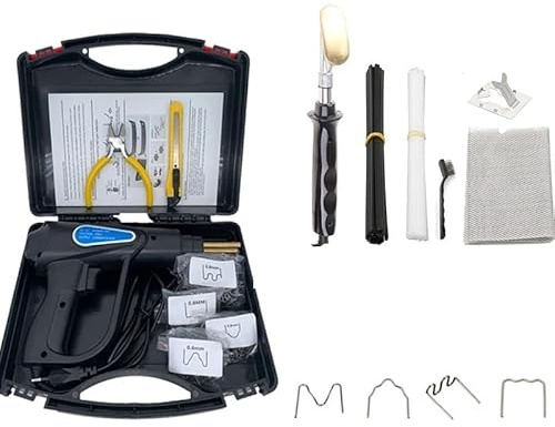 Soudure plastique Outil Carrosserie Kit de réparation de pare-chocs pour machine à souder le plastique avec agrafeuse à chaud, fer à souder pour réparation de plastique(Black Kit 1)