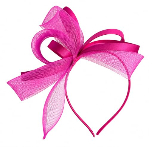 Kideerly Pink Fascinators for Women, Hair Fascinator Headband for Weddings Fuschia Pink Headwear for Cocktail Tea Party Hair Accessories