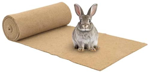 QUAHEAS Esterilla para roedores de cáñamo, 0,5 x 5 m, 5 mm, base natural para jaulas de animales pequeños, antideslizante, resistente a la humedad, recortable, higiénica, para conejos, cobayas