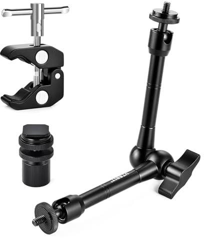 UTEBIT 11 Zoll Magic Arm mit großer Super Clamp Crab Zangen Clip, Monitor und LED-Licht Kamera Gelenkarm mit 1/4 Gewinde, Kamera Halterung max Belastung 1.5KG für DSLR-Kamera, Gopro