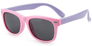 FOURCHEN Polariserade barnsolglasögon med flexibelt gummiskydd för flickor pojkar ålder 3-10, rosa