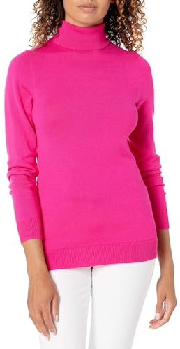 Amazon Essentials Pull Col Roulé À Manches Longues Léger Coupe Classique (Grandes Tailles Disponibles) Femme, Rose Vif, L