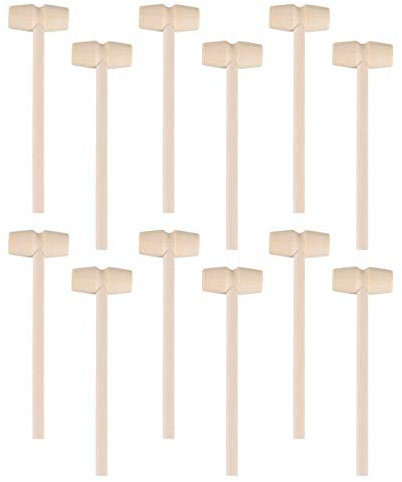 NUOBESTY 12pcs Mini Wooden Hammers Small Wood Mallet Toys for Kids Children