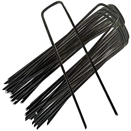 ARVO 50 Stück – Gartenheringe Heftklammern Sicherung Rasen U-förmige Nagelstifte, 150 mm, ideal für Unkrautbekämpfung Membran/Stoff/Kunstrasen/Mattierung/Netz, Nicht verzinkte Erdnägel