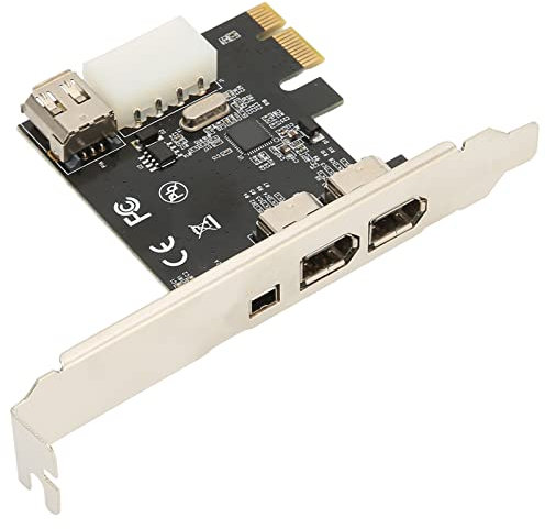 ASHATA Carte PCIE Firewire 400 4 Ports, Carte Vidéo Multiport PCIe 1X vers 1394A pour PC de Bureau, Caméras DVD DV HDD, avec Ports 3x6Pin et 1x4Pin 1394A et Support