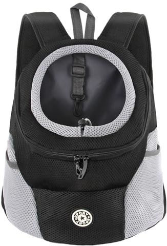M MUNCASO Dog Carrier Backpack Small Pet Travel Bag Puppy Pet Front Pack with Breathable Head-Out Design and Waterproof Bottom Airline Approved for Outdoor Hiking Travel (L,Black)