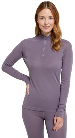 Mountain Warehouse Merino Damen Langarmshirt mit Reißverschluss II Dusky Lila Damengröße EU 38