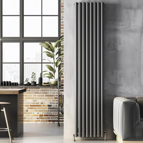 Go Bathrooms Vertical Radiator 1500 x 472 Grey Oval Double Column Panel Central Heating Radiator Bathroom Radiator Grey Vertical Kitchen Radiator