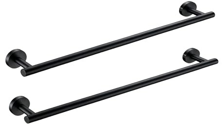 SEIDO 304 Stainless Steel Double Towel Bar with 33.3 Hanging Length, Anti-Dropping Black Towel Rack for Bathroom Wall, Double-Locking Design Towel Rod for Bathroom, Matte Black, 36 inch, 2pc