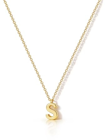 HANLI Collana Personalizzata Con Nome Iniziale S Donna Oro Placcato 14K Anallergici Leggeri Trendy Gioielli di Moda per le Donne