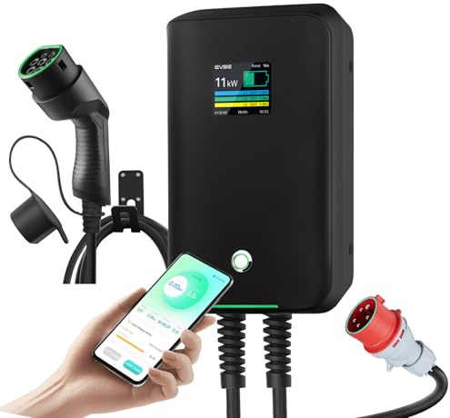 Wallbox 11KW, dreiphasiges ladegerät für elektrofahrzeuge, CEE-Stecker, 400V, 6-16 A, 7,5m Kabel, mit app (WiFi und Bluetooth), geeignet für dreiphasige Elektrofahrzeuge wie den E-308 und GLB
