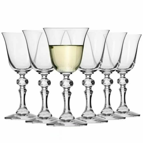 Krosno | Weißweingläser | 6er-Set à 150 ml | Krista Kollektion | Bleifreies Kristallglas | Elegante Form | Stilvoller, geprägter Stiel | Spülmaschinenfest