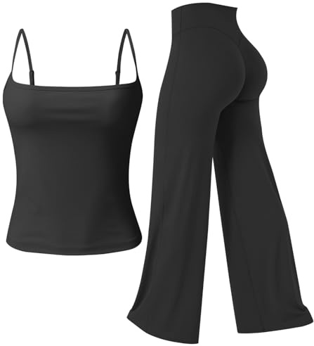 JN JANPRINT Gym Sets for Women 2 Piece Scoop Neck Cami Tank Tops Straight Leg Bottoms Yoga Outfits Tracksuit