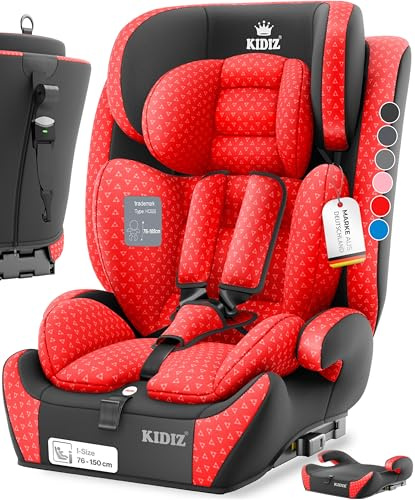 KIDIZ® Asiento de coche infantil Triangle Premium con Isofix | Asiento de coche con funda | 9 kg - 36 kg 1-12 años | Grupo 1/2/3 | universal | homologado según ECE R129/03