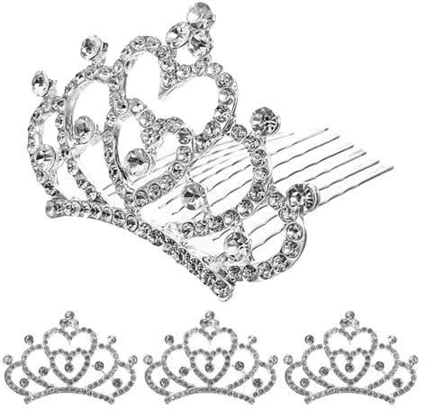 Peigne à Cheveux Couronne en Alliage Blanc 4pcs pour Filles