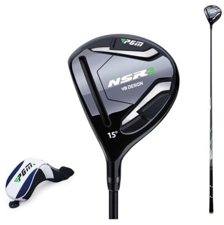 Vänsterhänt golfdriver professionell #1/3/5/4H grafitskaft hög studsning titan trä hybrid järnklubb med huvudbonad män sport (vänster, #3-S, svart)