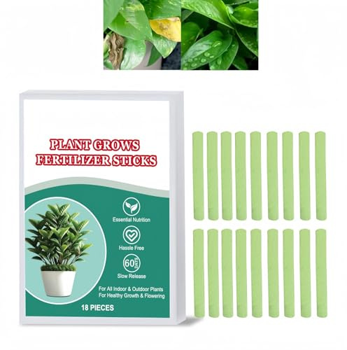 18Pcs Plant Food Sticks,Slow Release Fertilizer for Indoor & Outdoor Plants,House Plant Food & Fertiliser for Potted Flowers,Vegetables,Bonsai Trees,Hydroponic Plant Food for Root Growth,Easy Use