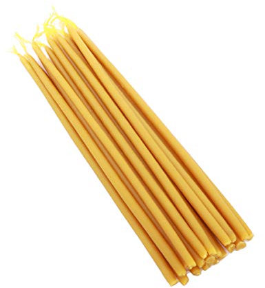 NKlaus 440g (ca. 50 St.) Ritual Kerzen 100% Bienenwachs 25cm - Kirchenkerzen handarbeit Griechenland- Ritualkerzen - Altar Gelb Bienenwachskerzen 36322