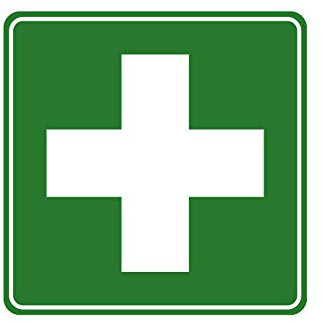 Aufkleber Erste Hilfe Kreuz Verbandsmaterial Medizinschrank Hinweis Schild Sticker Wetterfest und UV-Beständig