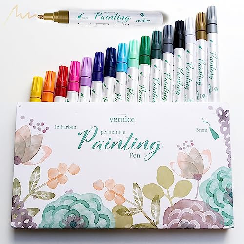 ALLES MUSS RAUS Acrylstifte in 3mm und 16 Farben, zum Steine bemalen, permanent marker Stifte für Holz, Geschenkekarten, Leinwand, Glasmalerei, DIY Fotoalben, zum Basteln und verschenken