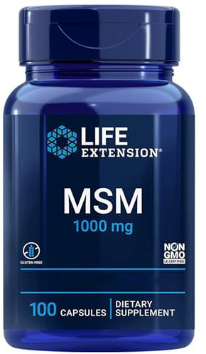 Life Extension, MSM, 1000mg, Méthylsulfonylméthane, Hautement Dosé, 100 Capsules végétaliennes, Sans Gluten, Végétarien, Sans Soja, Sans OGM