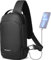 hk Schultertasche Herren Wasserdicht Umhängetasche für 11.3 Zoll iPad Brusttasche Klein mit USB-Ladeanschluss Crossbody Bag Anti-Diebstahl Sling Bag für Arbeit Freizeit Sport Reisen Schwarz