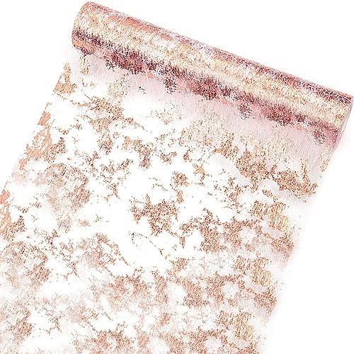 Bordslöpare glänsande roséguld, 28 cm x 10 m bordsband metalliska bordslöpare, bordsdukar bröllop dekorativt tyg för bröllop nattvardsgång födelsedagsfest