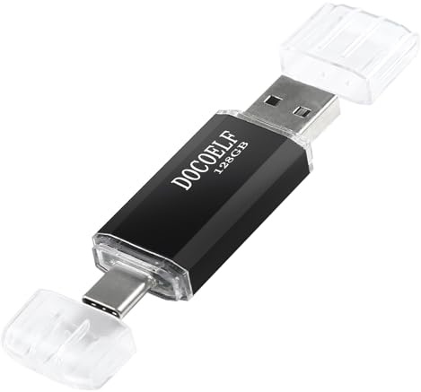 Tipo C Memoria USB 128gb, OTG Pen Drive 128gb 2 en 1 USB C Flash Drive 128 GB para Smartphones Android, Windows, PC, Tabletas y Otras Dispositivos USB o Type C (Negro)