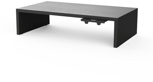 GRIFEMA GB1052-1, Rehausseur Ecran PC Bureau, Support pour Moniteur de Bureau en Bois avec Rangement, Noir