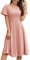 Bridesmay Cocktail Dresses for Women Wedding Guest Formal Fit and Flare Dresses for HOCO Party with Short Sleeves Blush 2XL