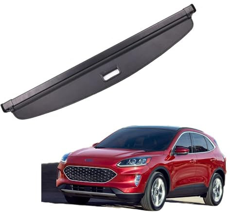 ELNas Étagère Arrière Rétractable de Coffre pour Ford Escape Kuga 2020 2021, Housse de Rangements pour Coffre Couverture de Cargaison Cargo Partition Accessoires,B Black