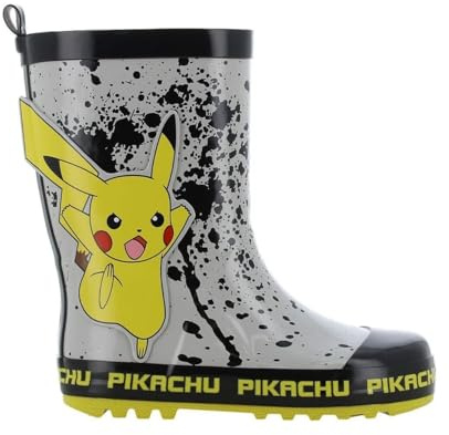 Leomil Pokémon Botte de Pluie Enfant Bottes 30, Pour les jours humides, Gris