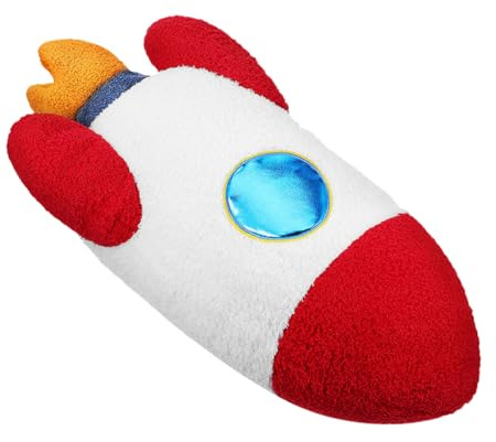 Amosfun Rocket Ship Cushion Plush Pillow Soft Space-themed Nursery Decor Comfortable Boys and Girls Sleep Pillow Decorative for Boys and Girls Bedroom