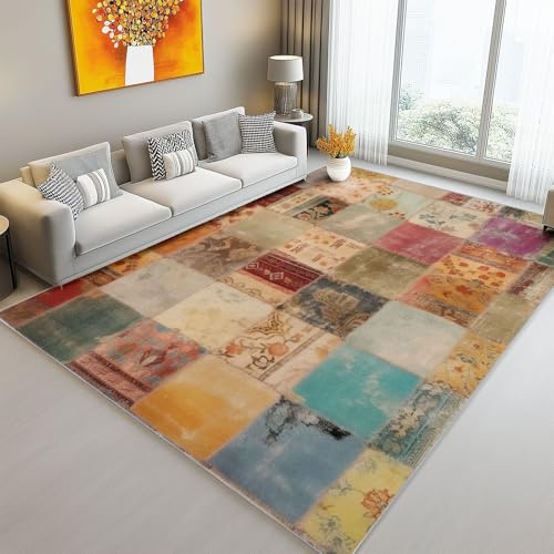 Tappeto Salotto Pelo Tappeto patchwork bohémien Camera Da Letto Tappeti Antiscivolo Lavabile Colore per Corridoio, Soggiorno, Sala 160x230