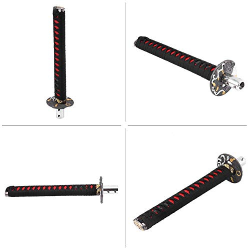 Tomantery Pommeau de Levier de Vitesse en Forme D'épée Japonaise de Style Rétro, Poignée en Acier au Carbone Durable, Ajustement Universel avec 4 Adaptateurs, Installation Facile pour les Amateurs