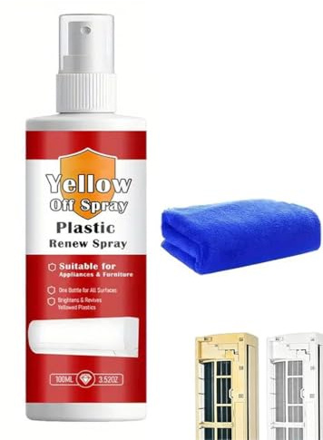 Plastic Renew Yellow-Off Spray Cleaner, Plastic Yellowing Remover, Powerful Plastics Yellowing Remover&Stubborn Stains Cleaner, Multi‑Purpose Plastics Yellowing Remover Spray (1PC, One size, Liquid)