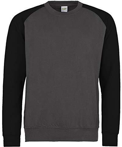 AWDis Baseballtröja för män, Flerfärgad (kol/jetsvart), M