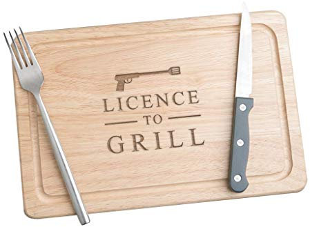 Licence to Grill Wooden Chopping Board - Meat Serving Board - Funny Gift for Men Birthday Christmas - Novelty Cooking Keepsakes for him - Kitchen Boards for Dad - Men Who Cook