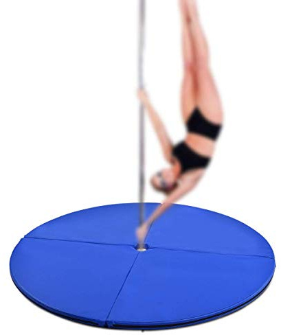 COSTWAY Tappetino per Pole Dance Pieghevole, Tappeto per Palo da Danza Antiscivolo, Diametro 150 x 5 cm