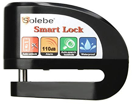 Sonew Bremsscheibenschloss, Motorrad Fahrrad Alarm, Smart APP Keyless Auto Diebstahl Schloss Wasserdichter 110dB Alarm APP Control 5,5 mm Verriegelung Stiftdurchmesser(Lock+Rope+Lock Frame)