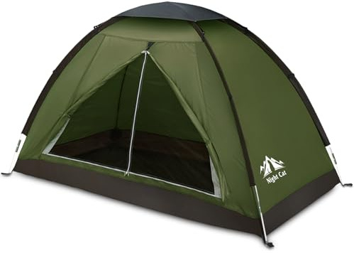 Night Cat Backpacking Tent for One 1 to 2 Persons Lightweight Waterproof Camping Hiking Tent for Adults Kids Scouts Easy Setup Single Layer 2.2x1.2m