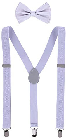 CTM Herren Fliege und Hosenträger-Set, einfarbig, modisch, Hellgrau, Einheitsgröße