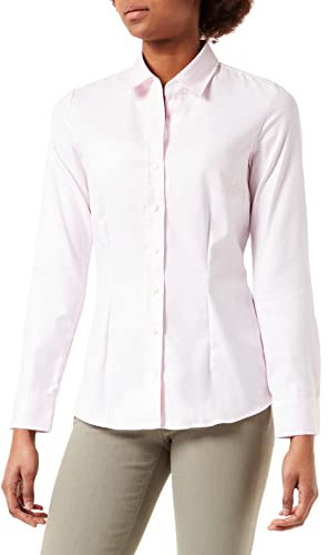 Seidensticker Damen City Langarm Slim Fit Hemdblusenkragen Bügelleicht Bluse, Rosé, 44 EU