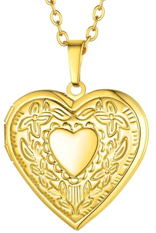Supcare Colgante Locket Oro 18K Corazón Mujer Collar Romántico de Amor para Pareja Novia Esposa Cadena Fina Latón Cobre Joyería Preciosa Regalo Memorial
