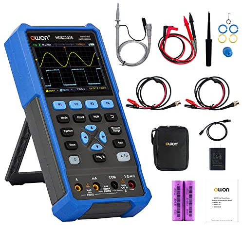 OWON HDS2202S Osciloscopio 3 en 1 Osciloscopio portátil profesional para PC 200 MHz, multímetro digital de 20000 cuentas, pantalla LCD de 3,5 pulgadas, herramienta de prueba universal