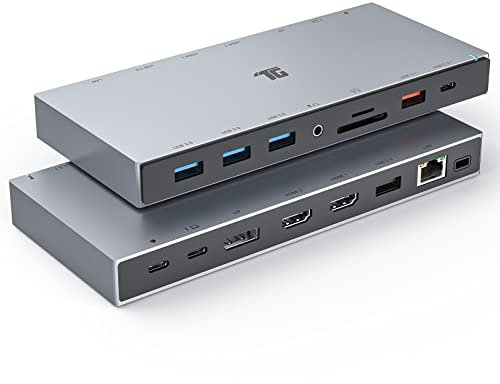 Tiergrade 15-in-1 Docking Station, 4K Triple Display USB C Dock mit Dual HDMI&DP, 100W PD Charging, 10Gbps USB-C/USB-A Data Trasfer, 3USB-A Ports mit 5Gbps, SD/TF, LAN, Audio für Macbook/USB-C Windows