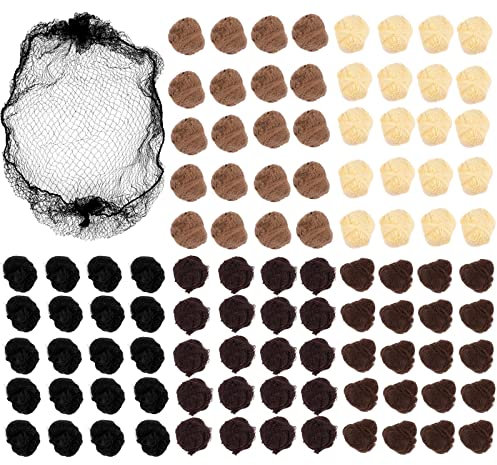 Qiundar Haarnetz Ballett Kinder 100 Stück Unsichtbare Haarnetze Nylon Haarnetze für Tanz, Flugbegleiter, Krankenschwestern, Bankangestellte (Schwarz, Braun, Golden, Hellbraun, Dunkelbraun)